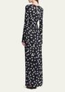 long mesh bird print dress
