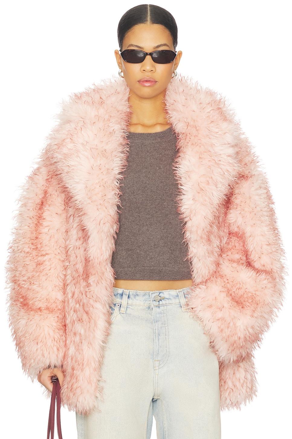 long pile alternative fur midi coat