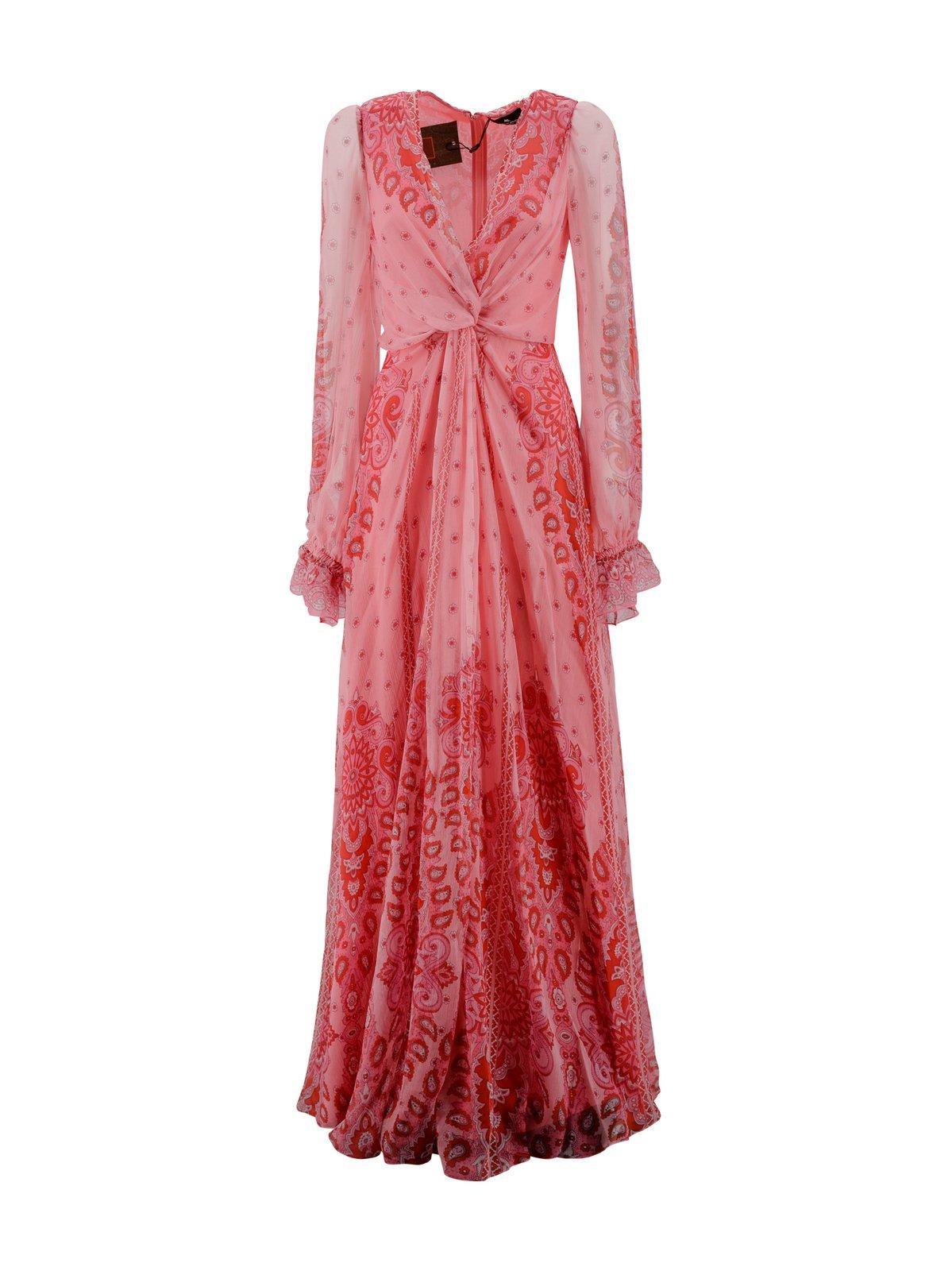 long-printed ruffled dress