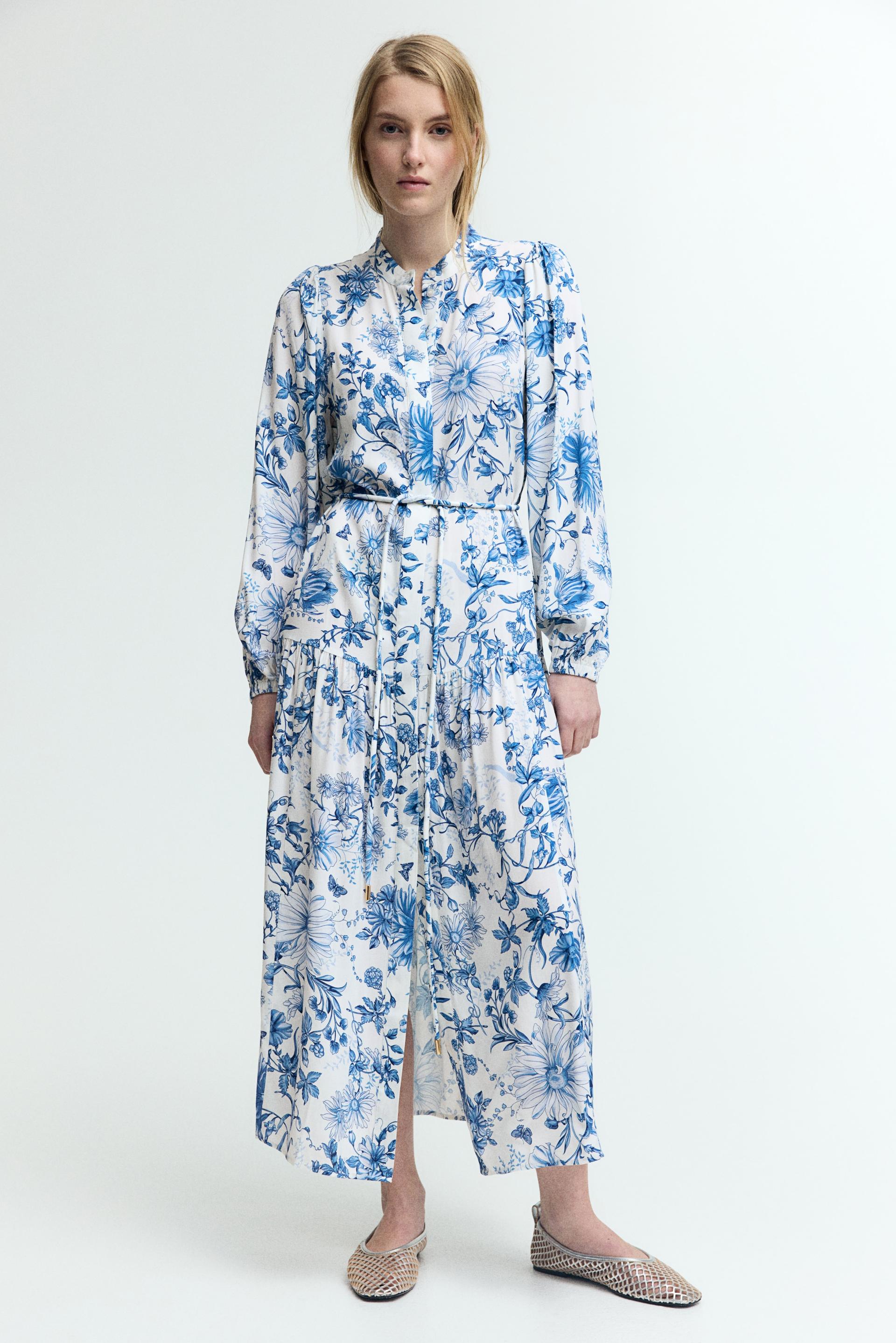 long puff-sleeved dress