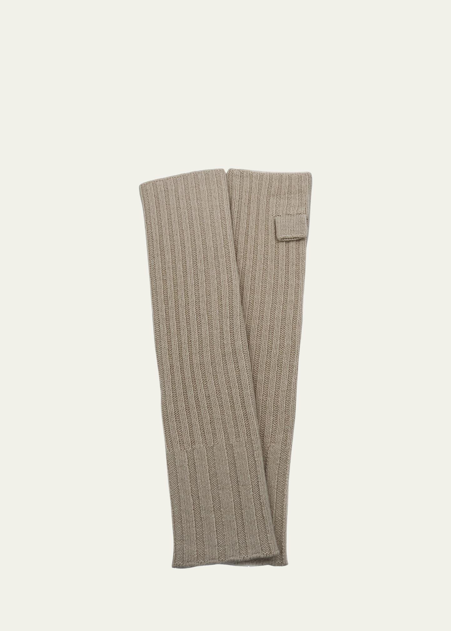 long ribbed fingerless cashmere gloves