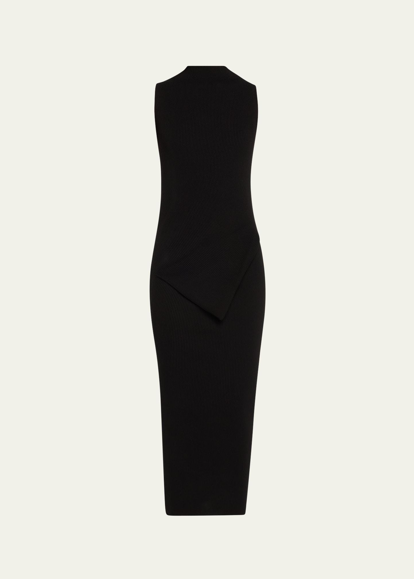 long ribbed mockneck body-con dress