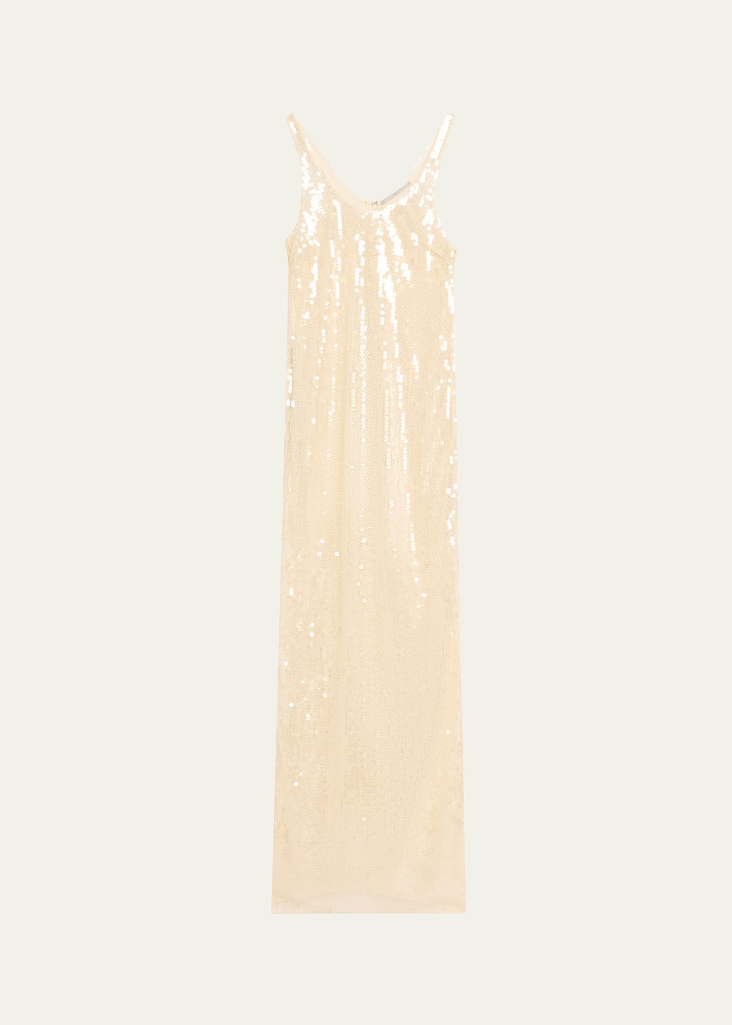long sheer sequined tank gown
