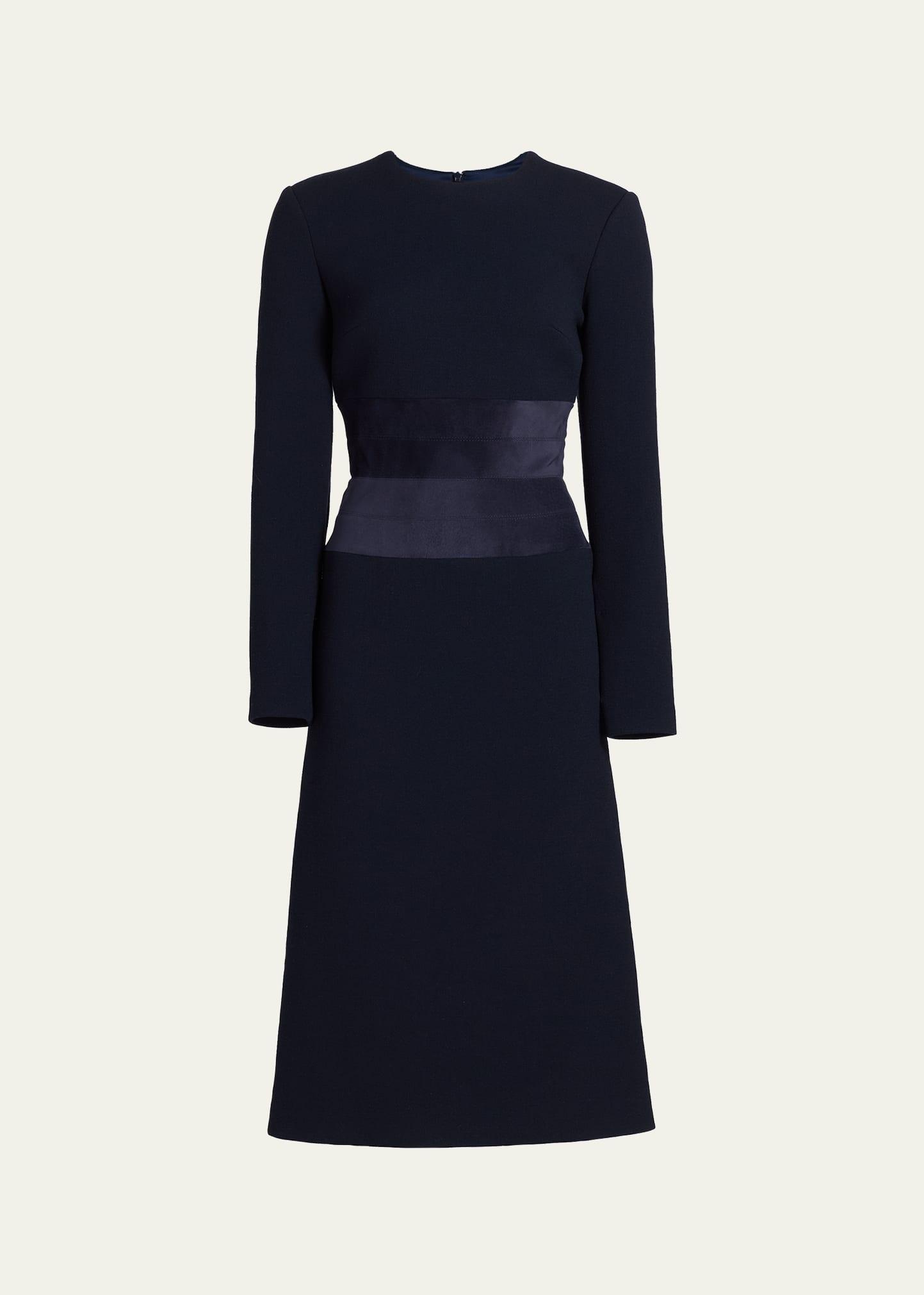 long-sleeve a-line midi dress