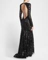 long-sleeve backless sequined gown