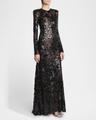 long-sleeve backless sequined gown