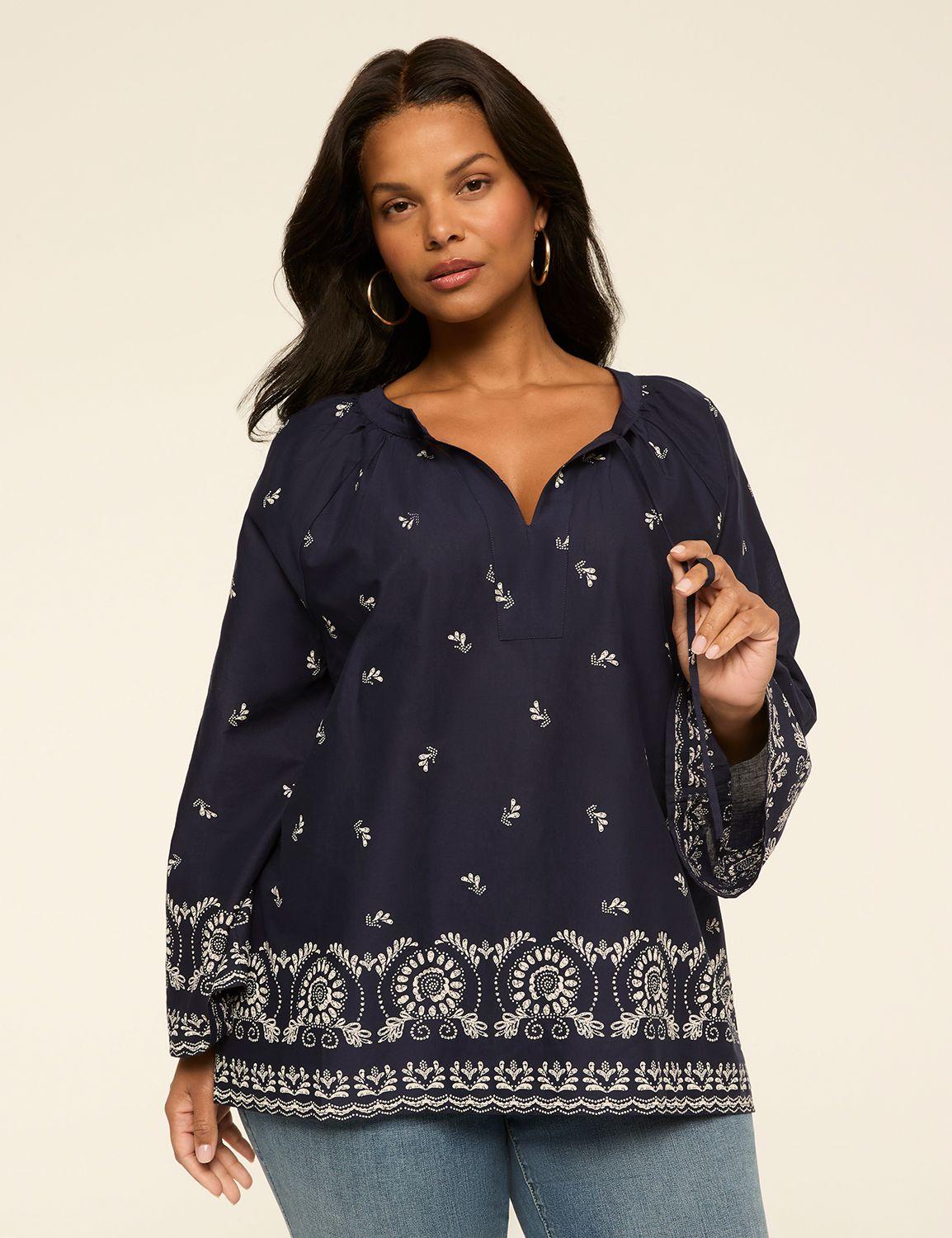 long-sleeve bracelet tie-neck top