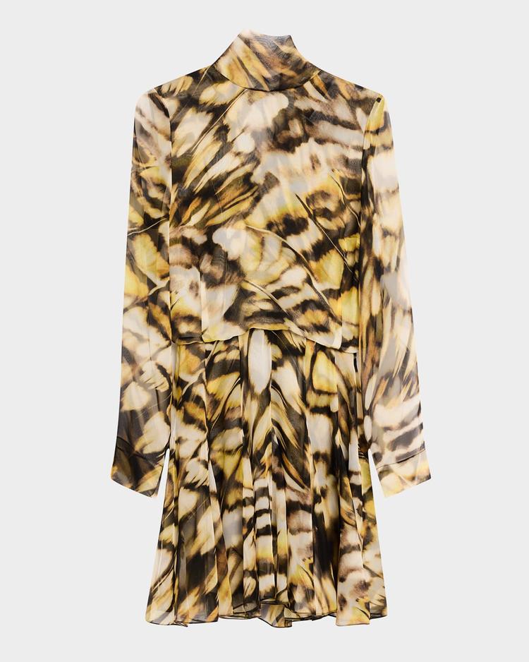 long-sleeve butterfly chiffon mini dress