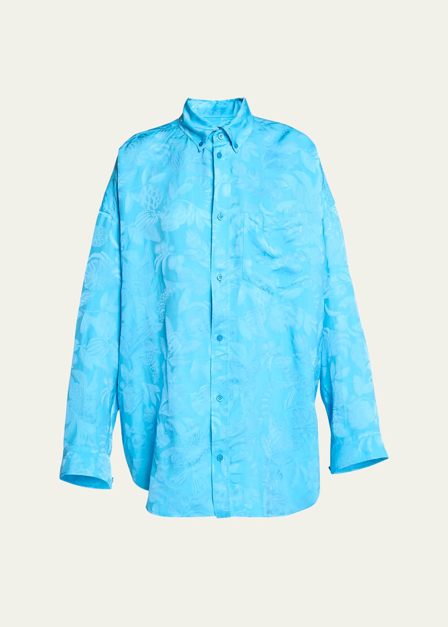 long-sleeve button-down cocoon shirt