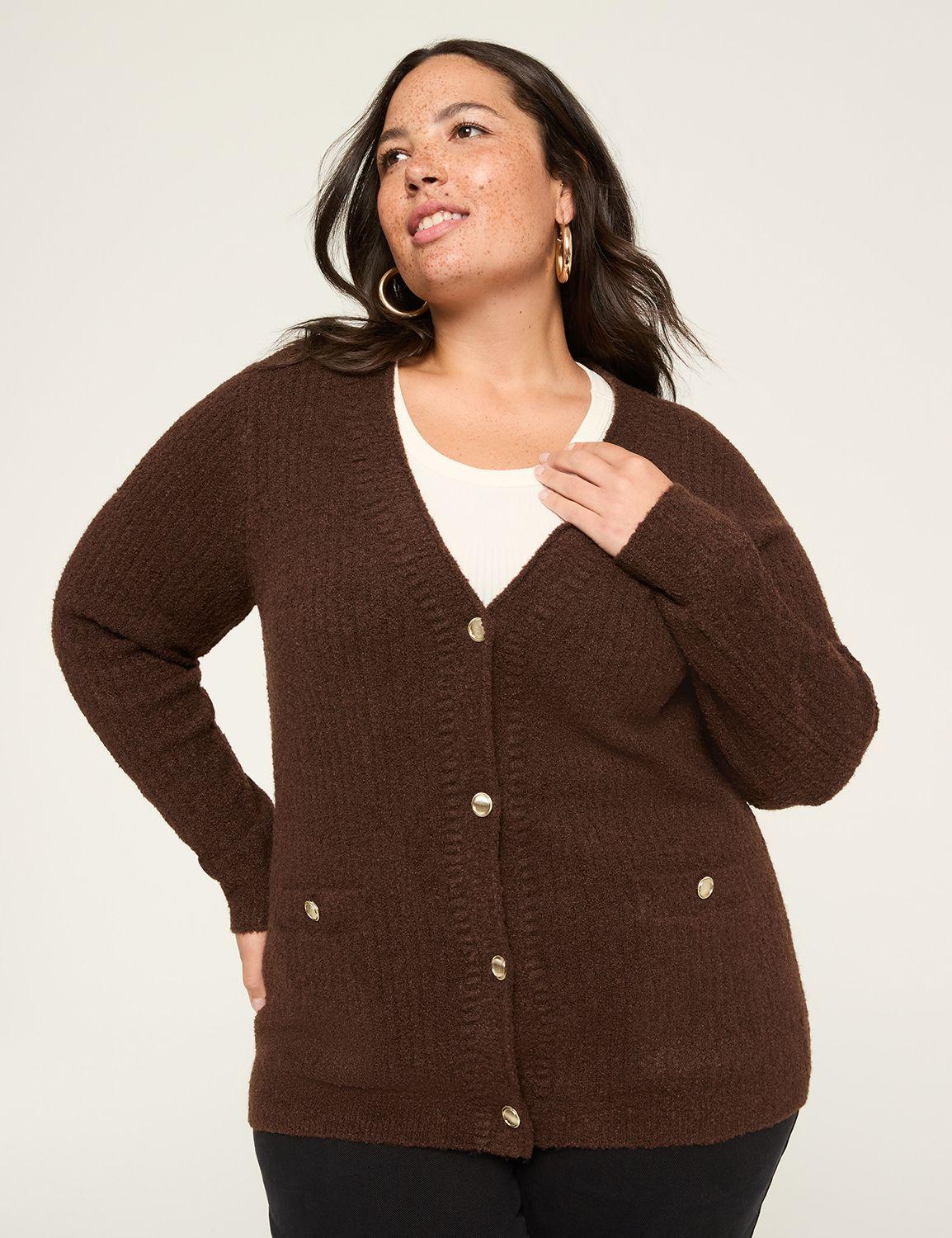 long-sleeve button-front cardigan