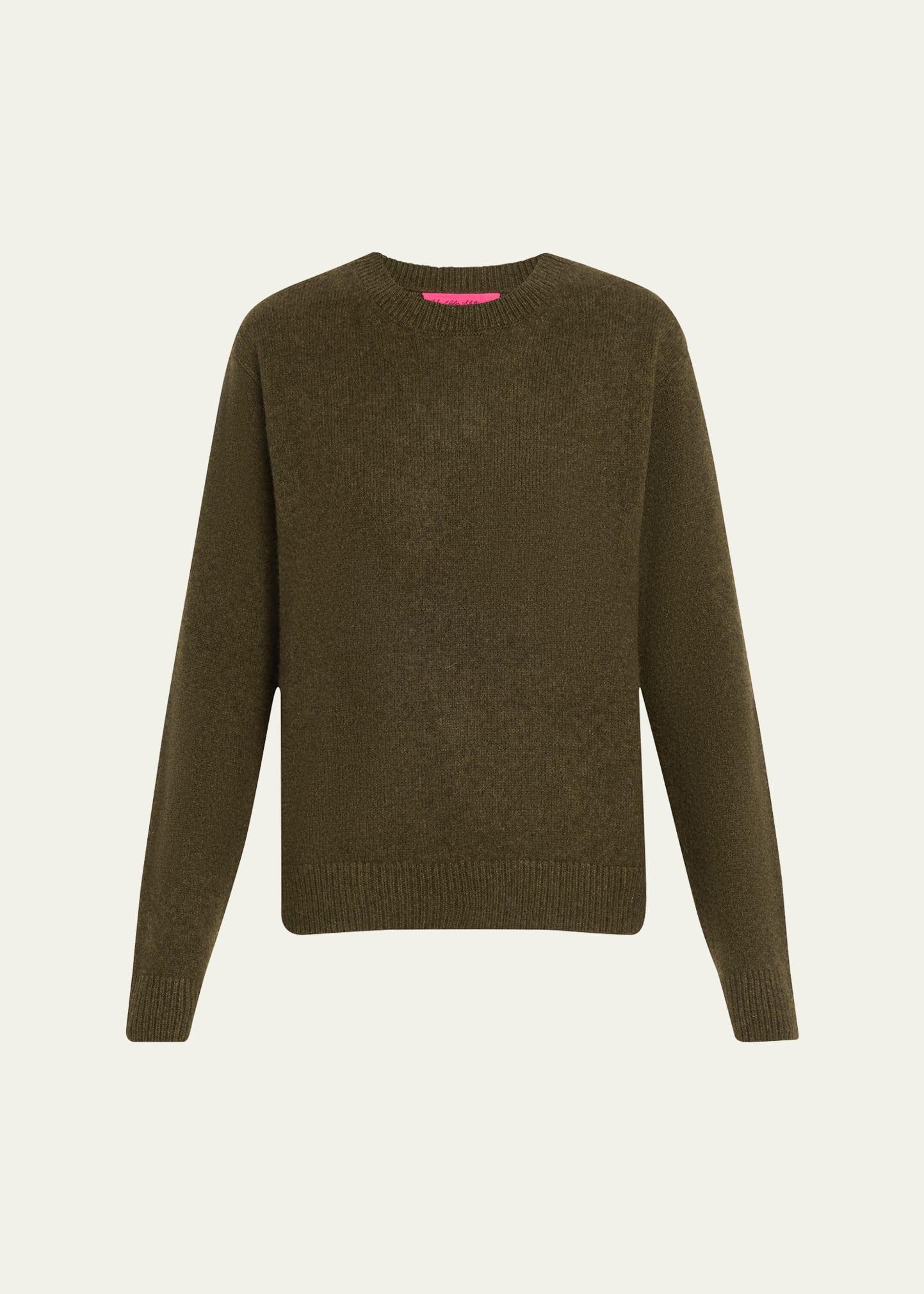 long-sleeve cashmere drop-shoulder crewneck top