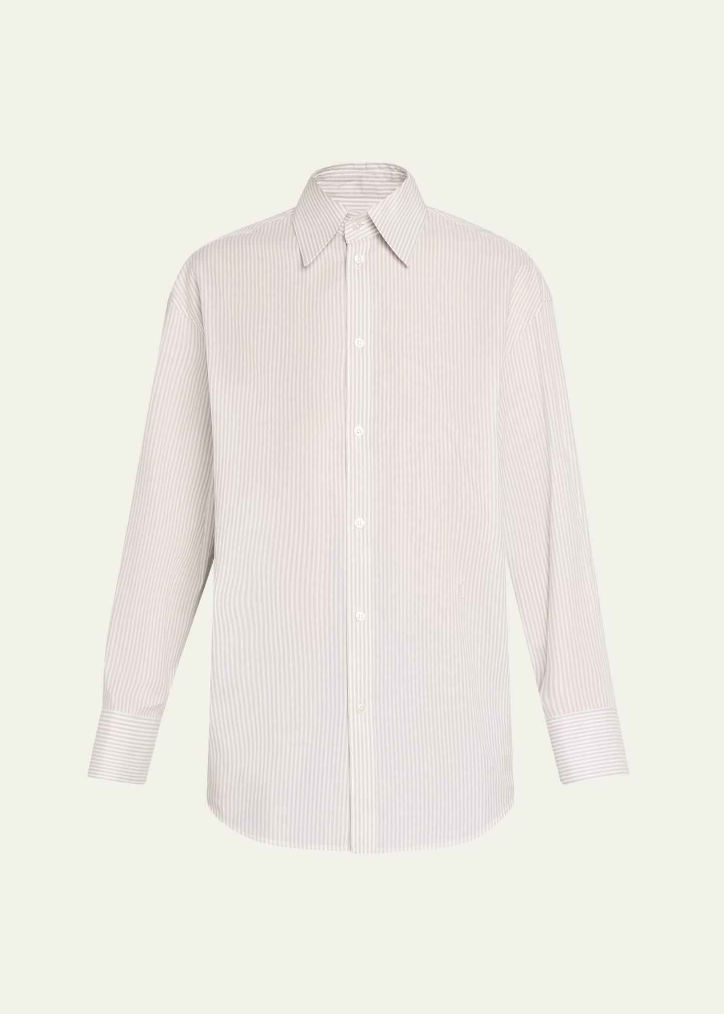 long-sleeve collared button-down blouse