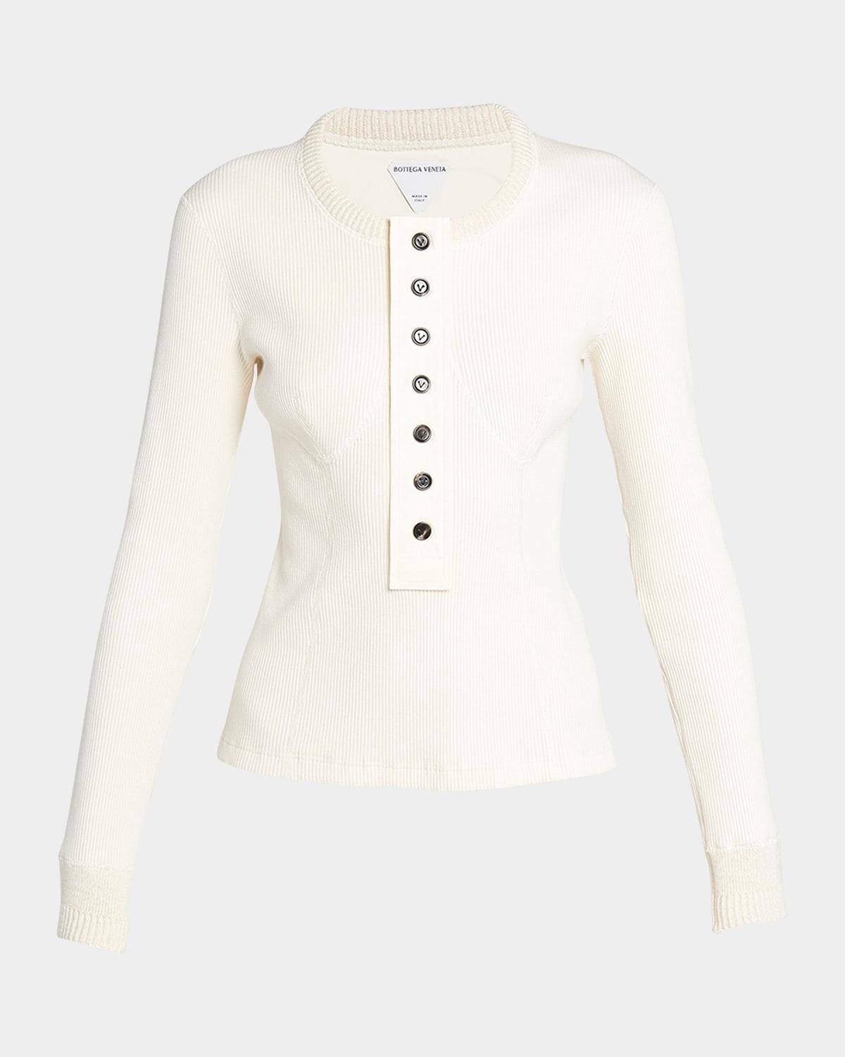 long-sleeve compact cotton rib jersey henley t-shirt