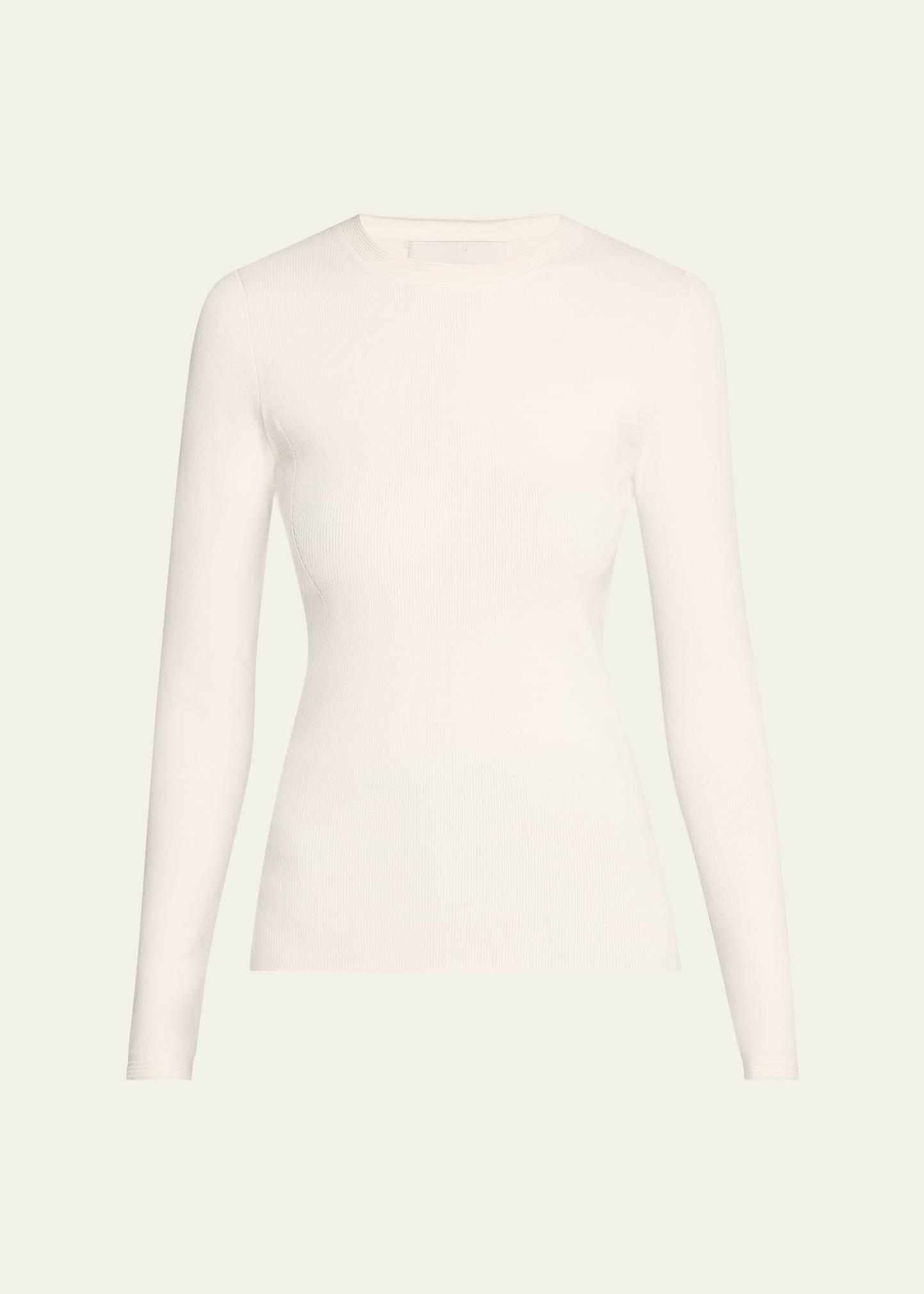 long-sleeve compact rib-knit top