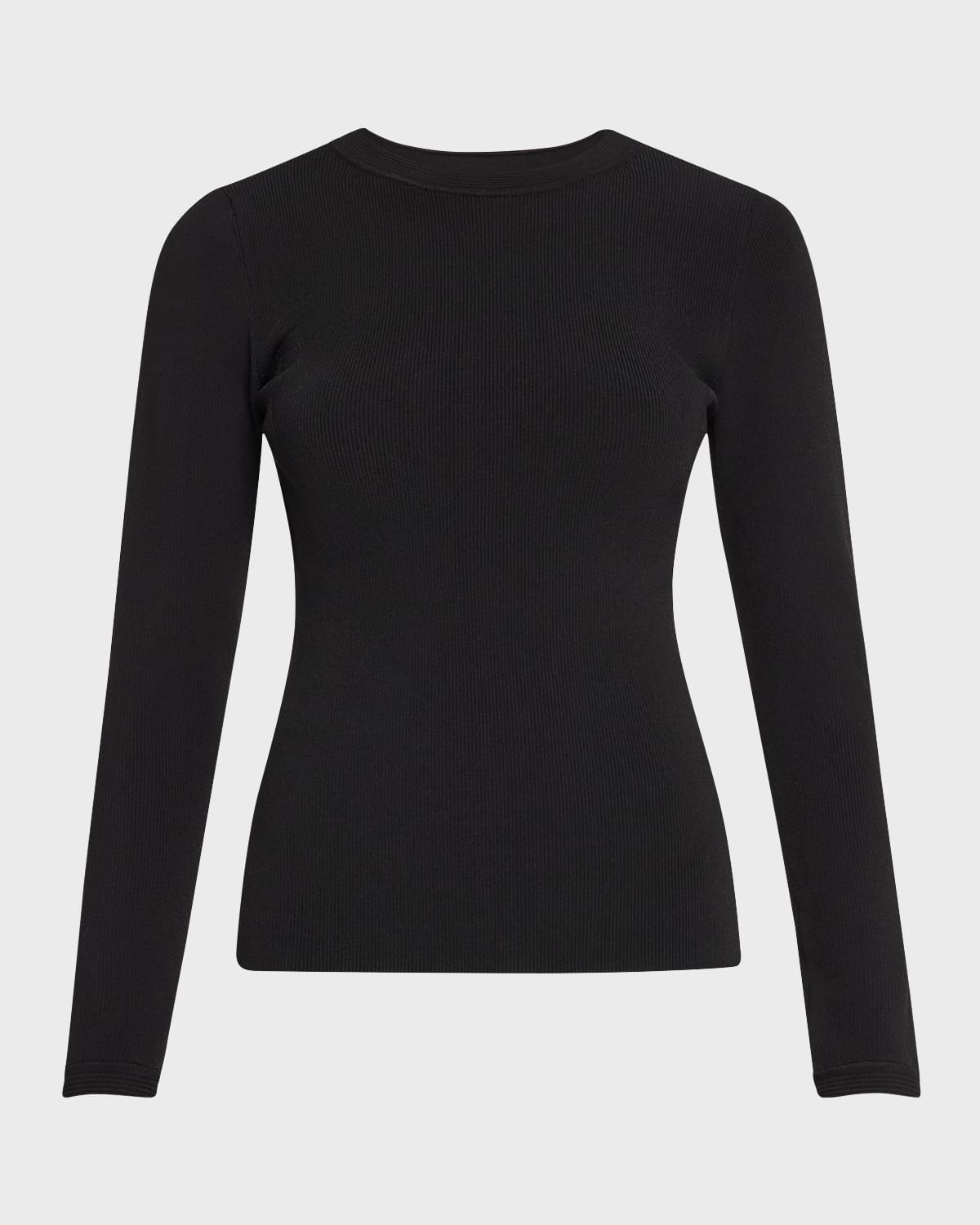 long-sleeve compact rib-knit top