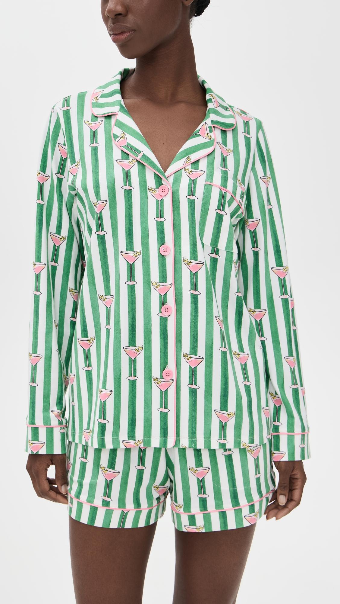 long sleeve cotton knit boxer pajama set