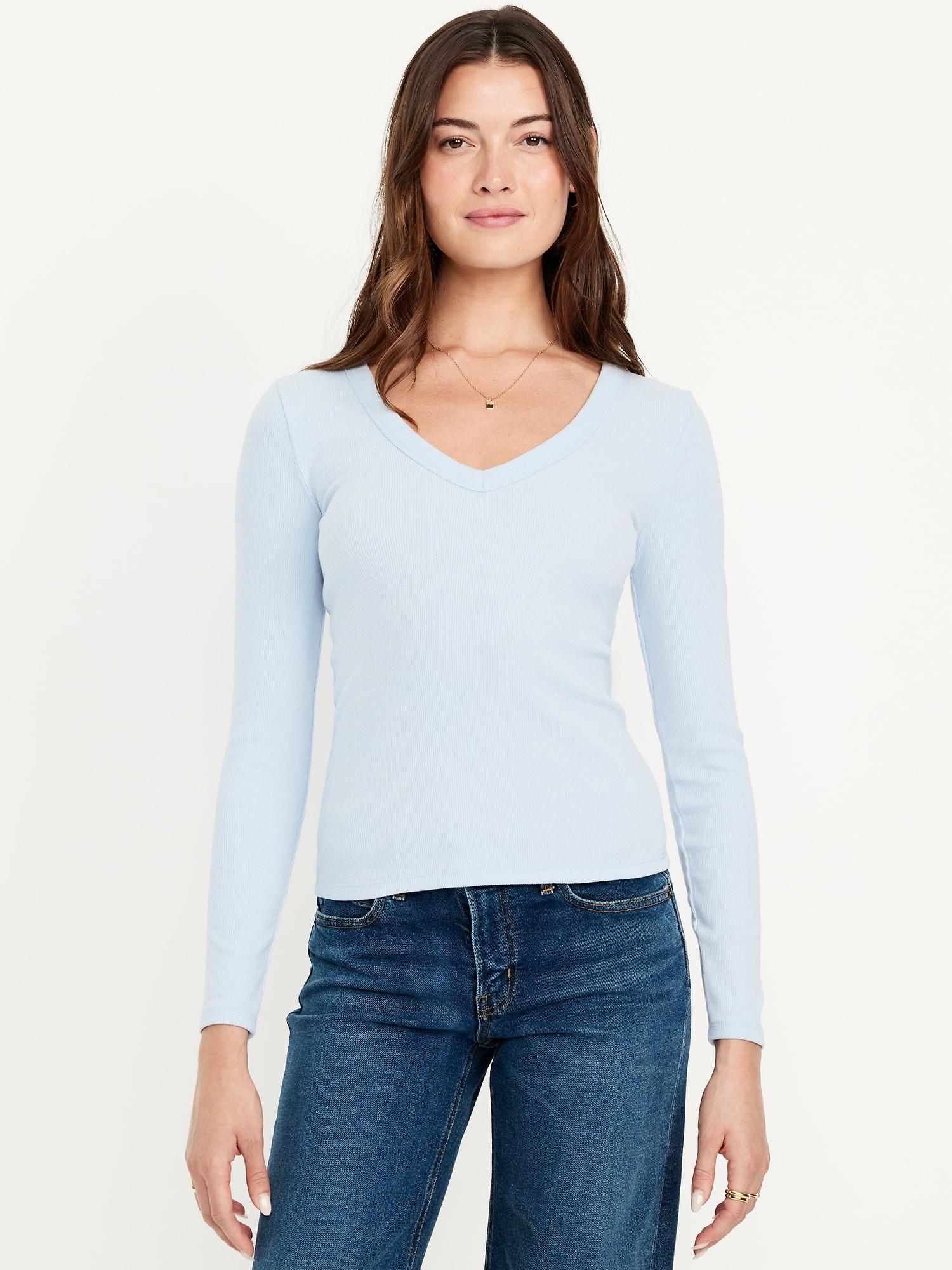 long-sleeve cozy v-neck top