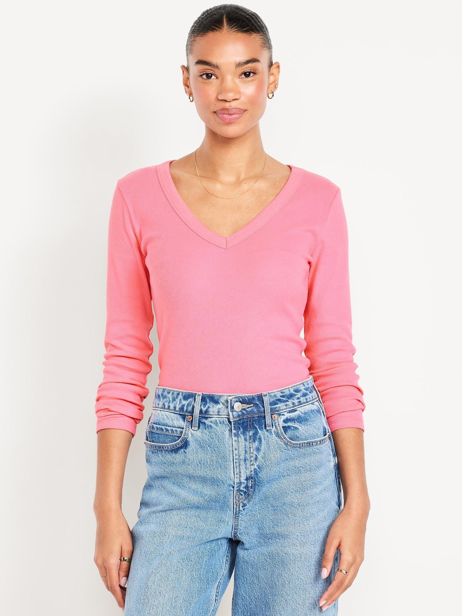 long-sleeve cozy v-neck top