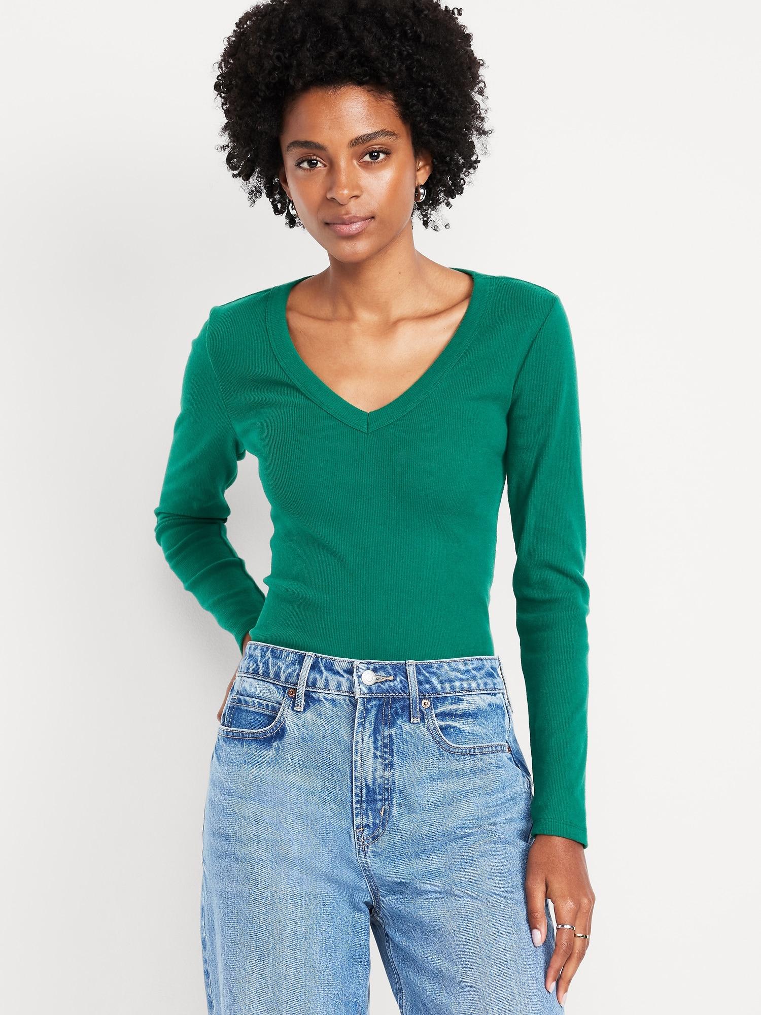 long-sleeve cozy v-neck top