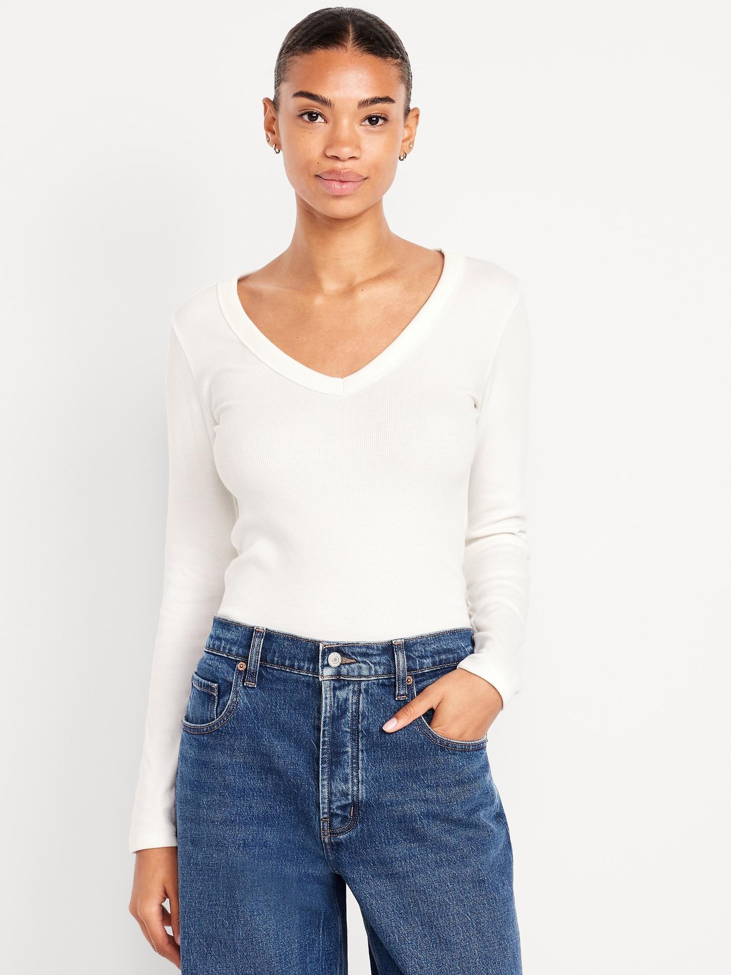 long-sleeve cozy v-neck top