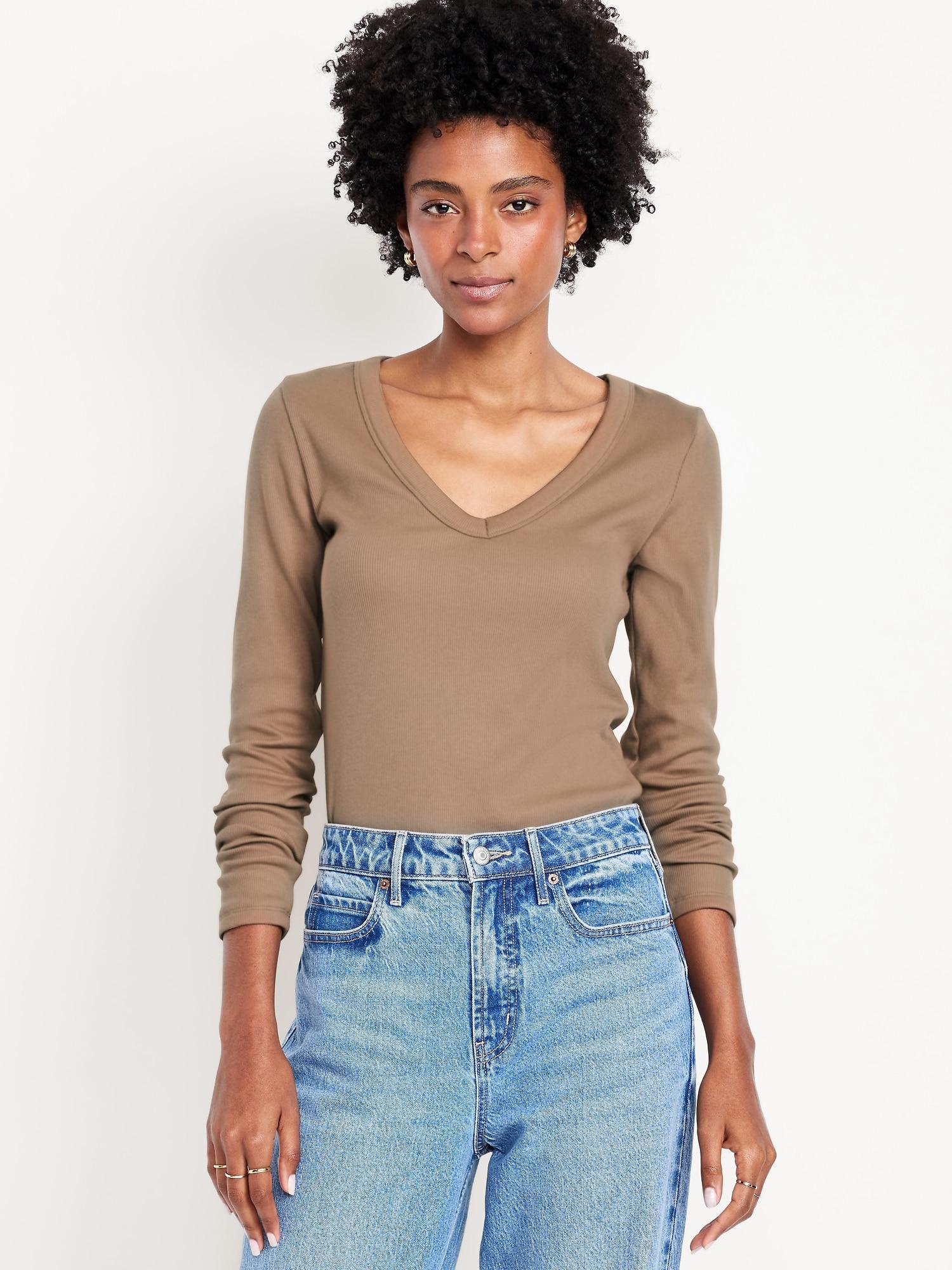 long-sleeve cozy v-neck top