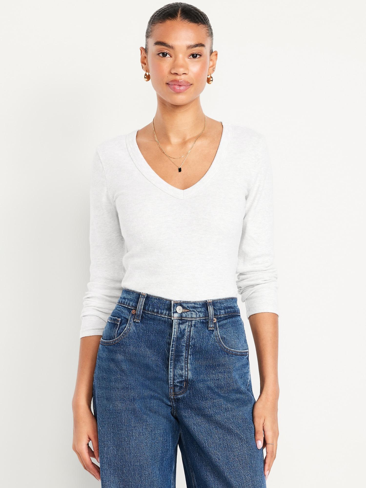 long-sleeve cozy v-neck top
