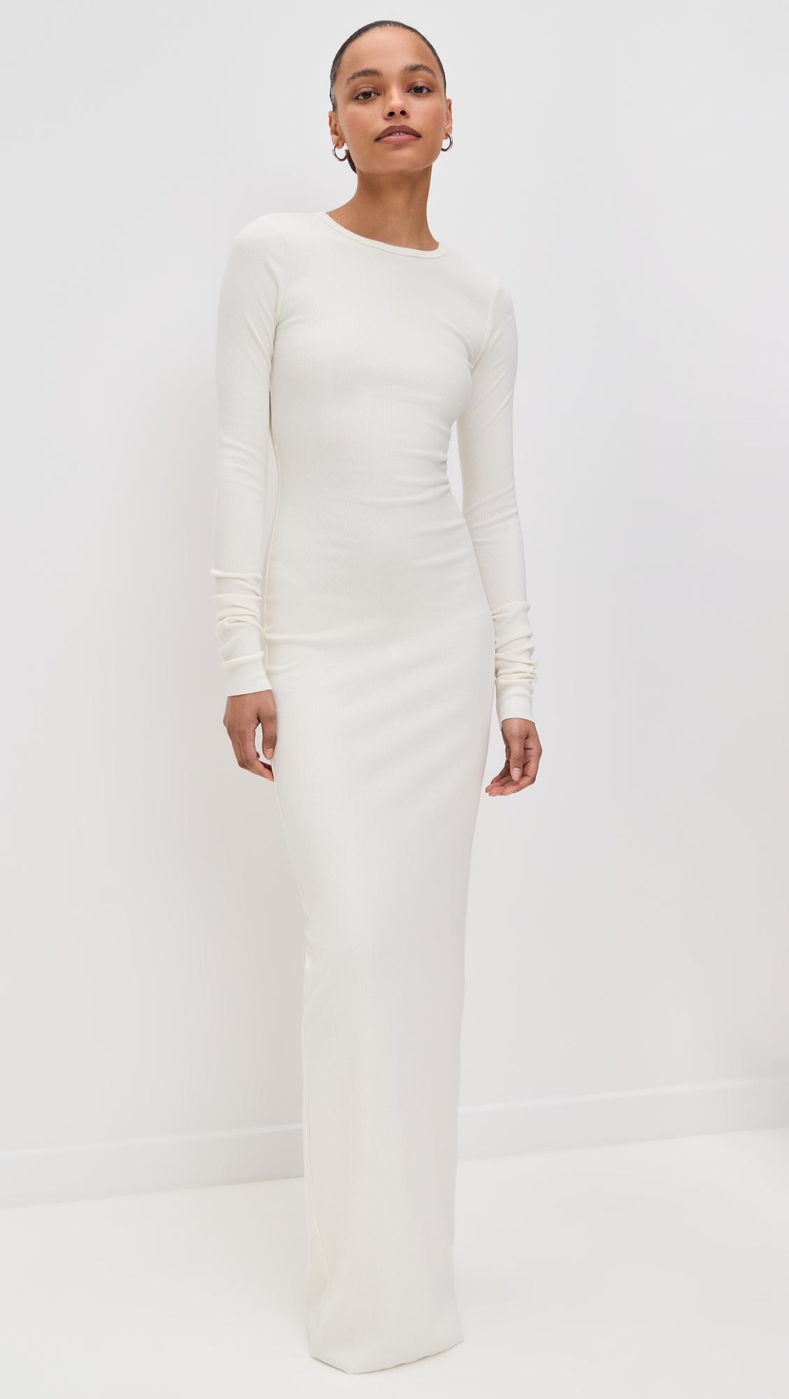 long sleeve crew neck maxi dress