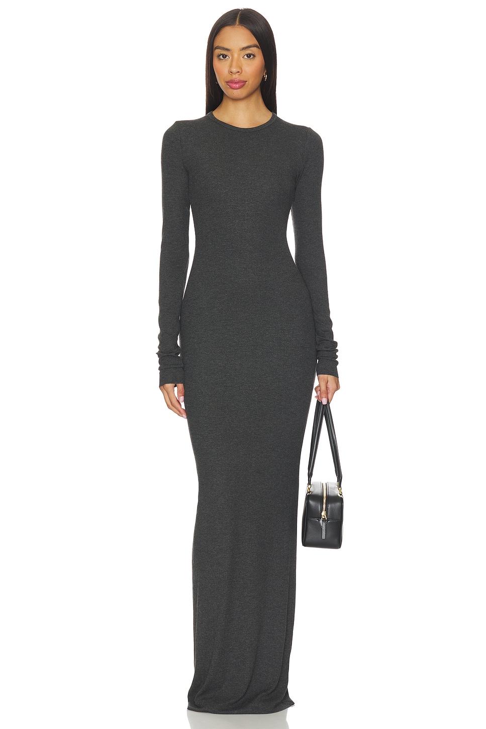 long sleeve crewneck butter rib maxi dress