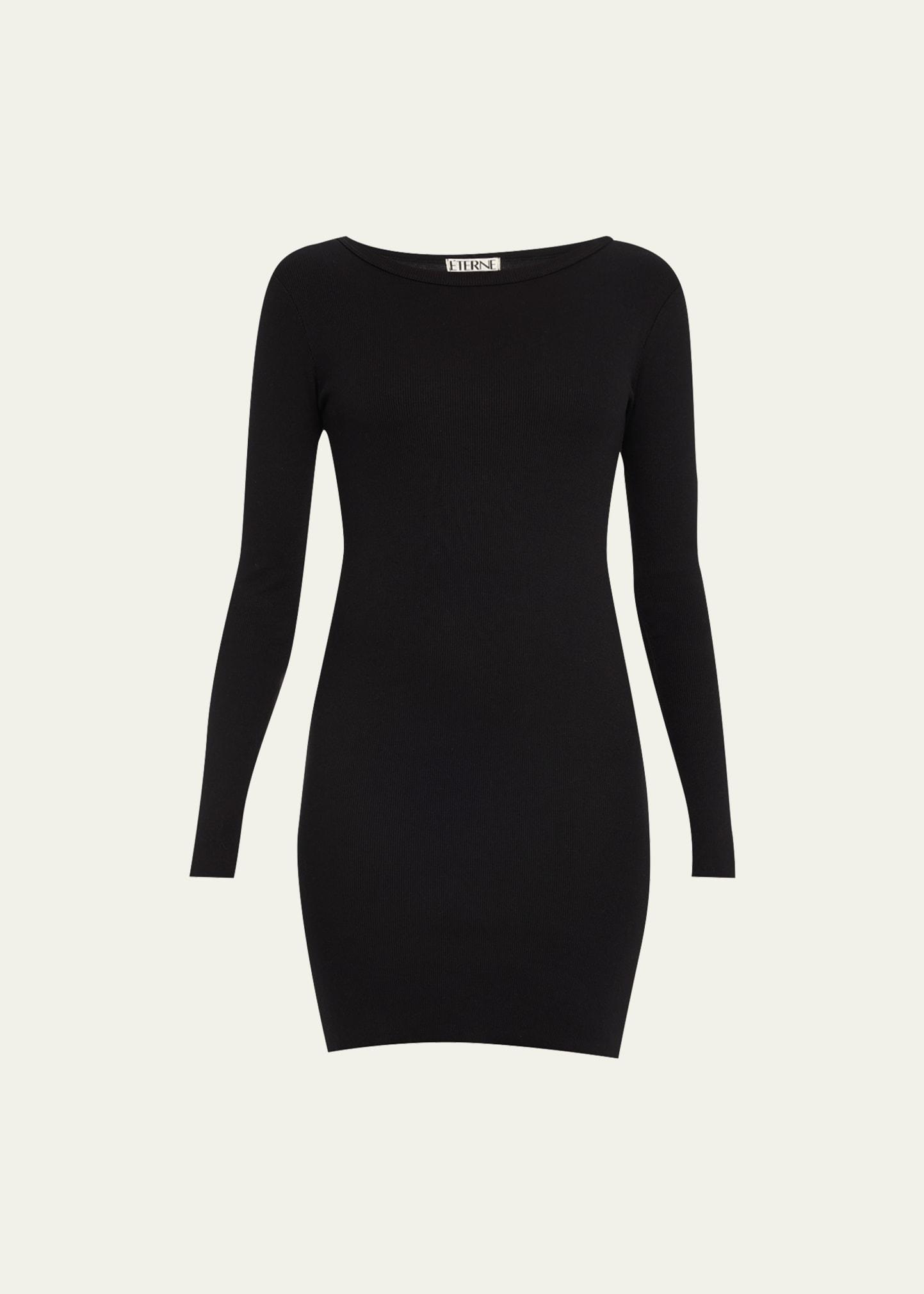 long-sleeve crewneck knit mini dress