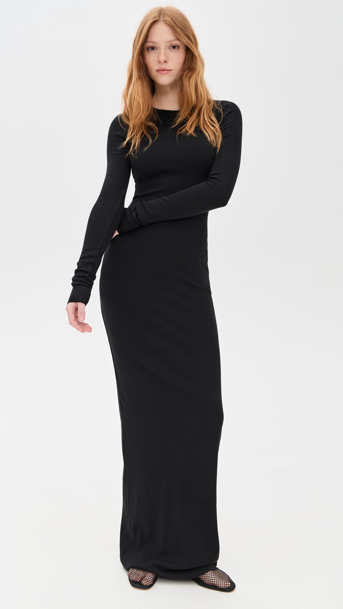 long sleeve crewneck maxi dress