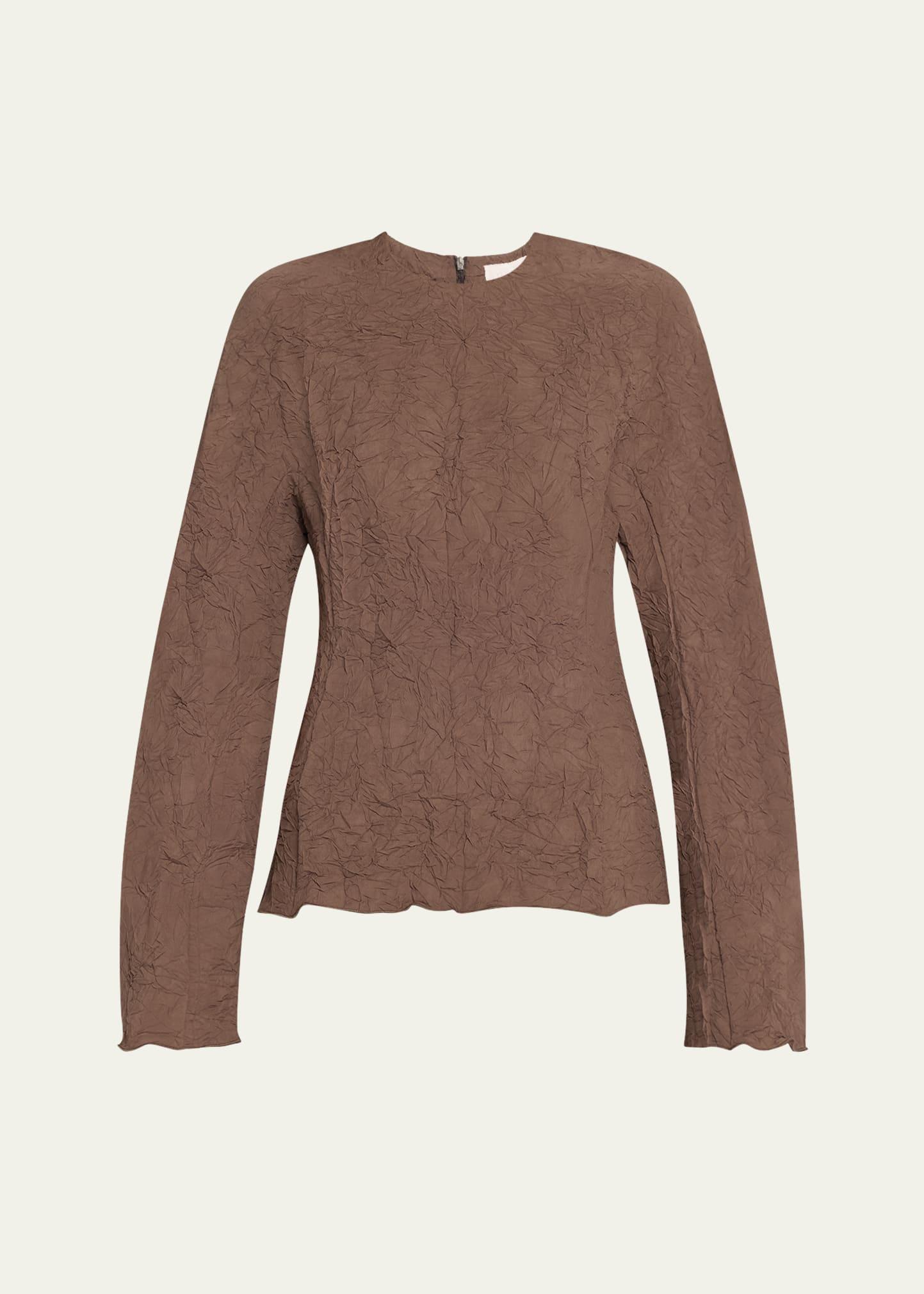 long-sleeve crinkle top
