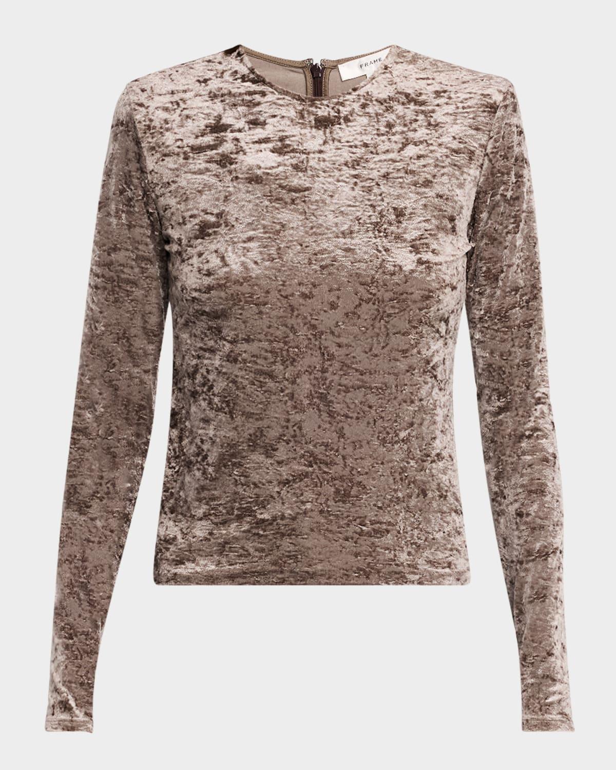 long sleeve crushed velvet top