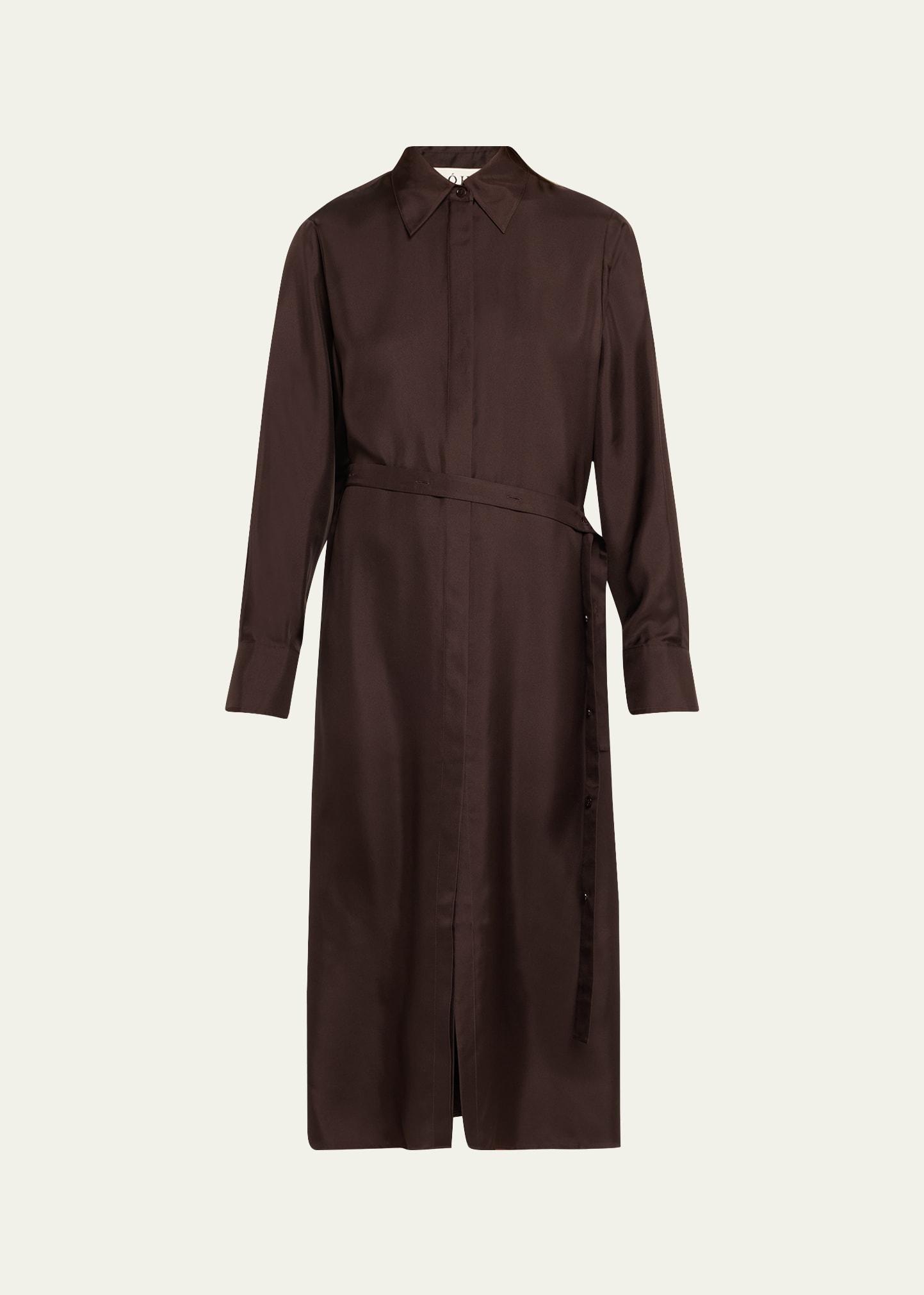 long-sleeve deconstructed silk wrap dress