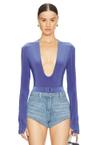 long sleeve deep u neck bodysuit