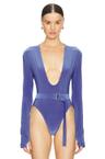long sleeve deep u neck bodysuit