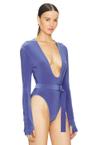 long sleeve deep u neck bodysuit