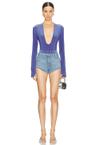 long sleeve deep u neck bodysuit