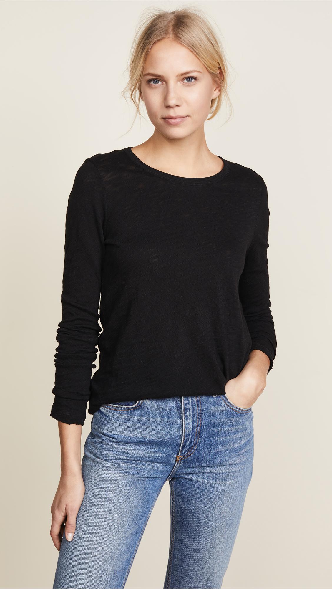 long sleeve destroyed wash tee