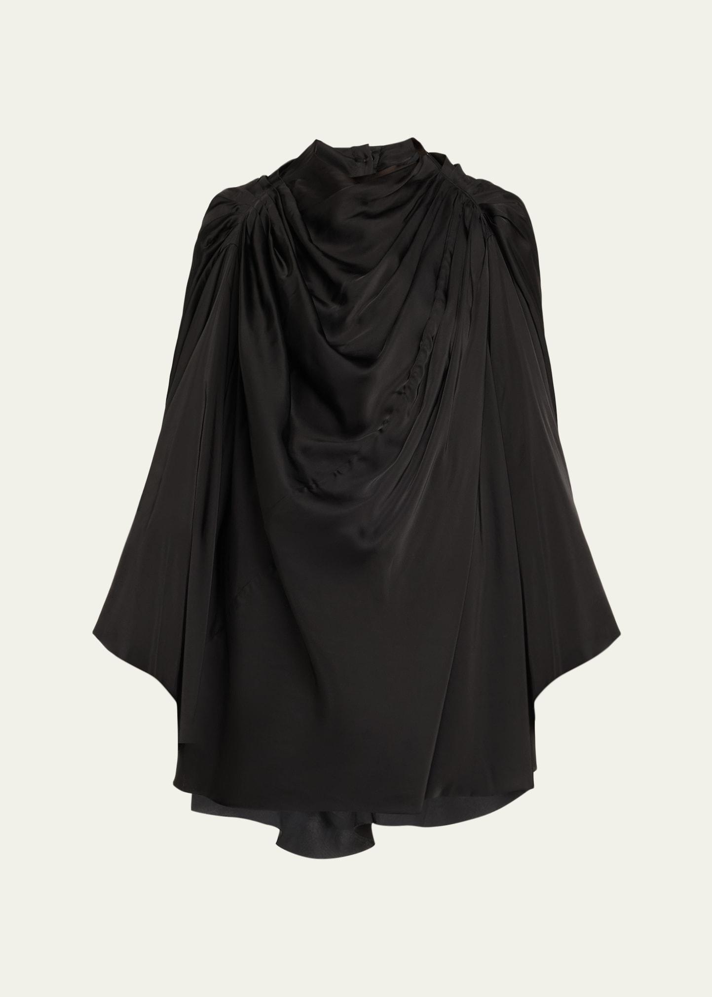 long-sleeve draped cape tunic