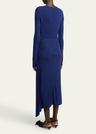 long sleeve draped midi dress