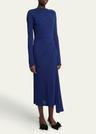 long sleeve draped midi dress