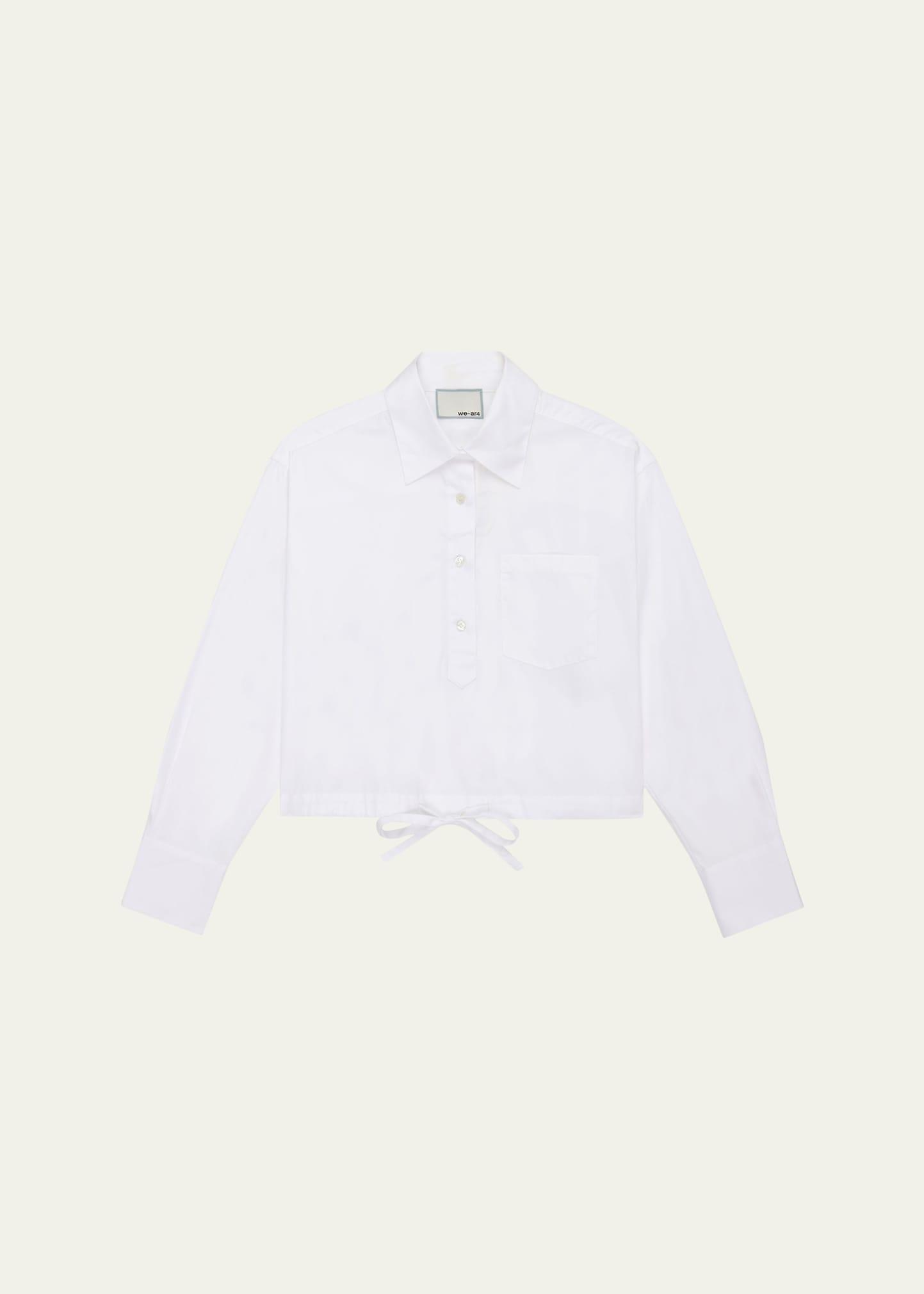 long-sleeve drawstring cotton shirt