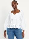 long-sleeve eyelet top