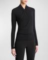 long-sleeve faux-wrap top