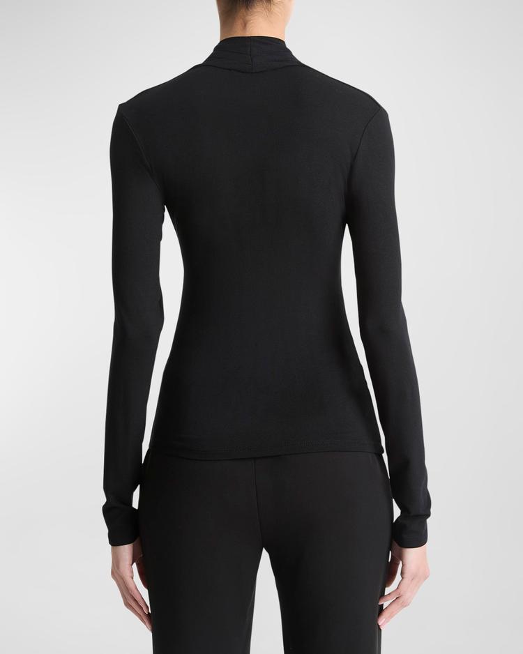 long-sleeve faux-wrap top