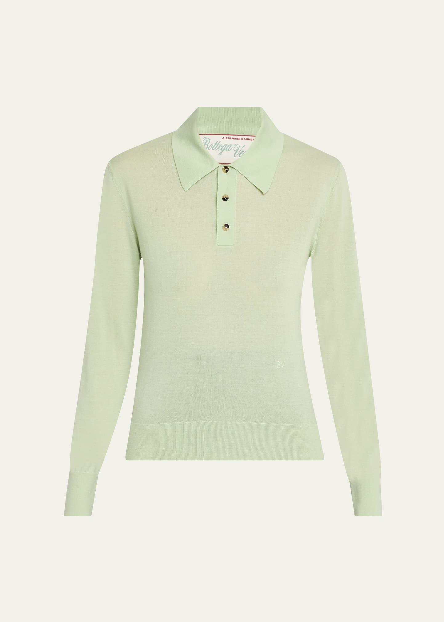 long-sleeve fine cashmere polo sweater