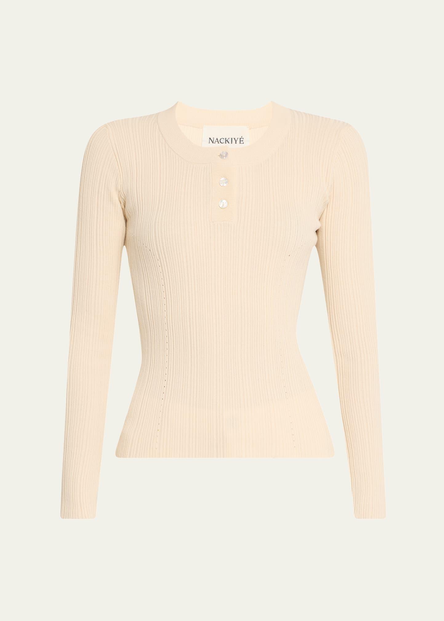 long sleeve fine ribbed knit top
