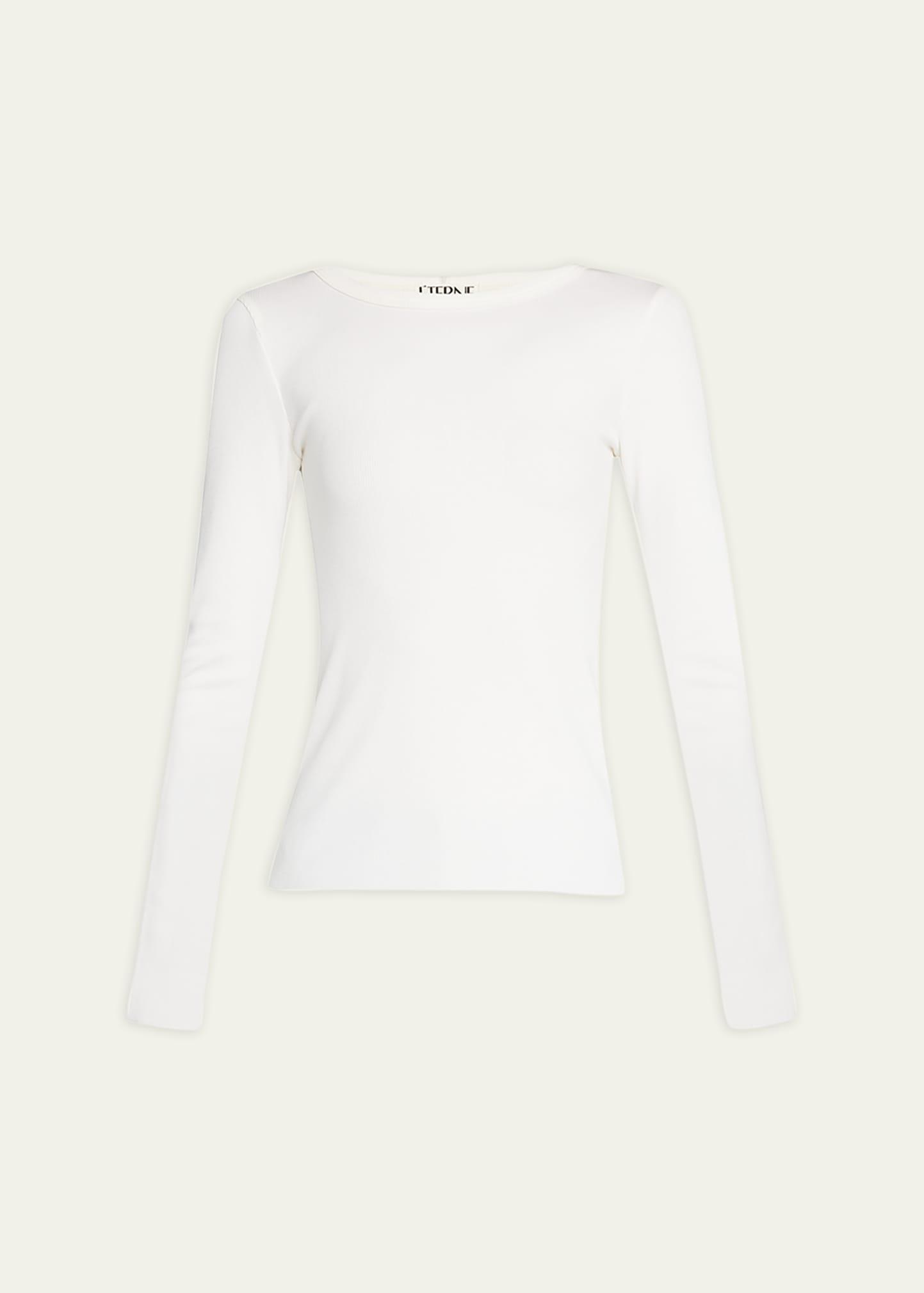 long-sleeve fitted crewneck top