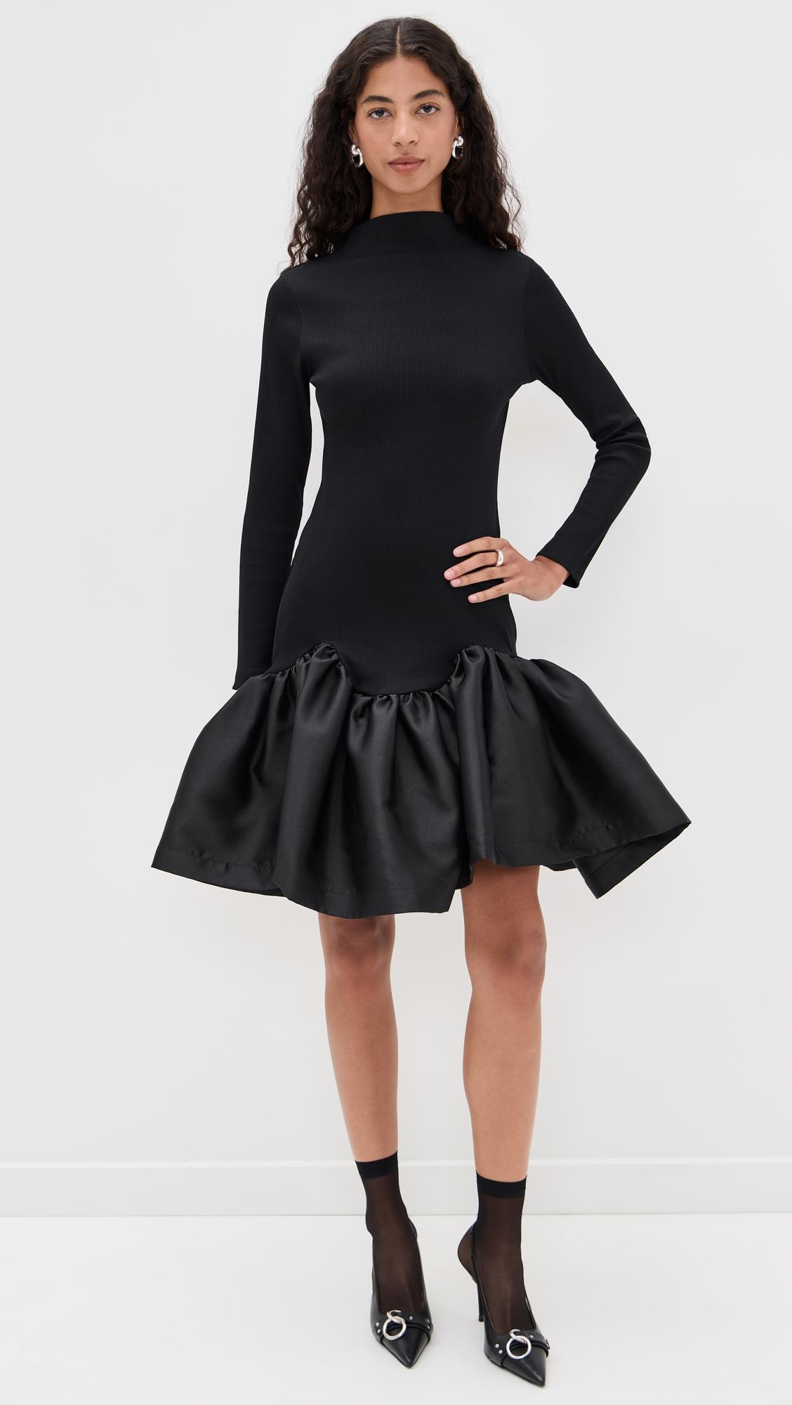 long sleeve fitted mini dress with drop