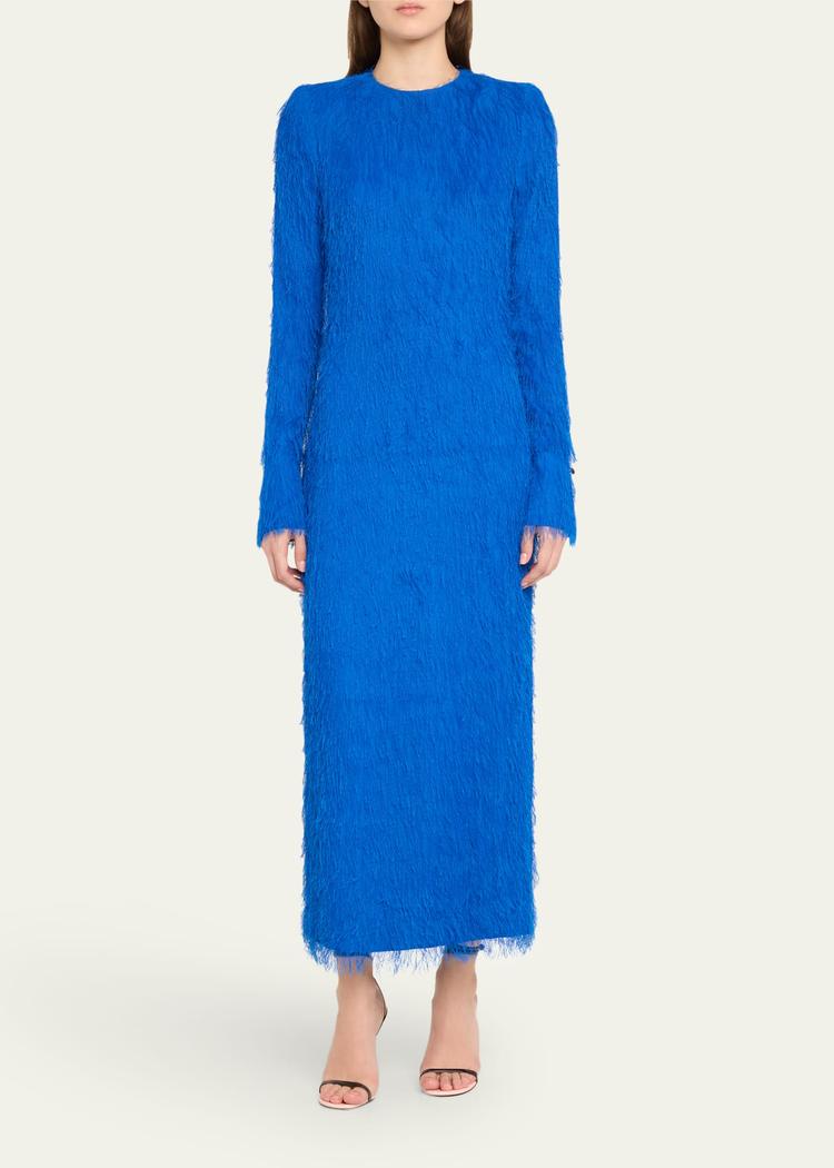 long sleeve fringe fil coupe dress